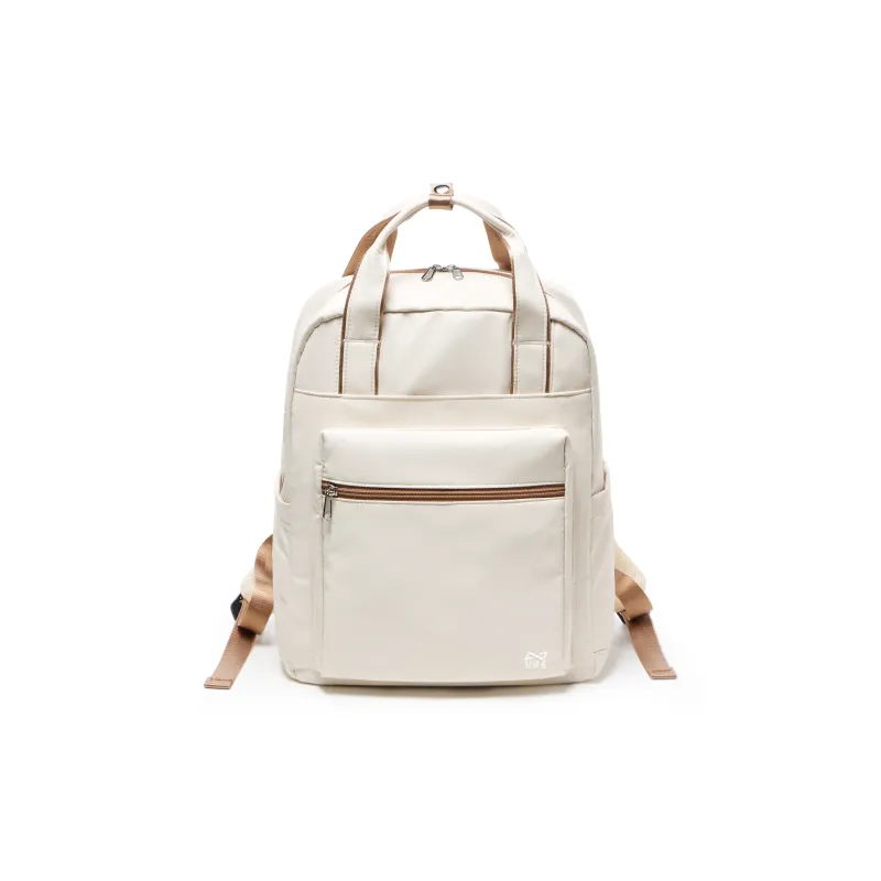 KEYSTREET Nylon Backpack Regular Unisex Beige White Brown/Black-0