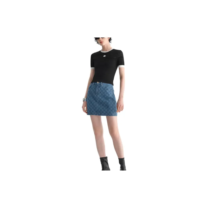 KARL LAGERFELD Denim Short Skirts Women's Light Blue-1