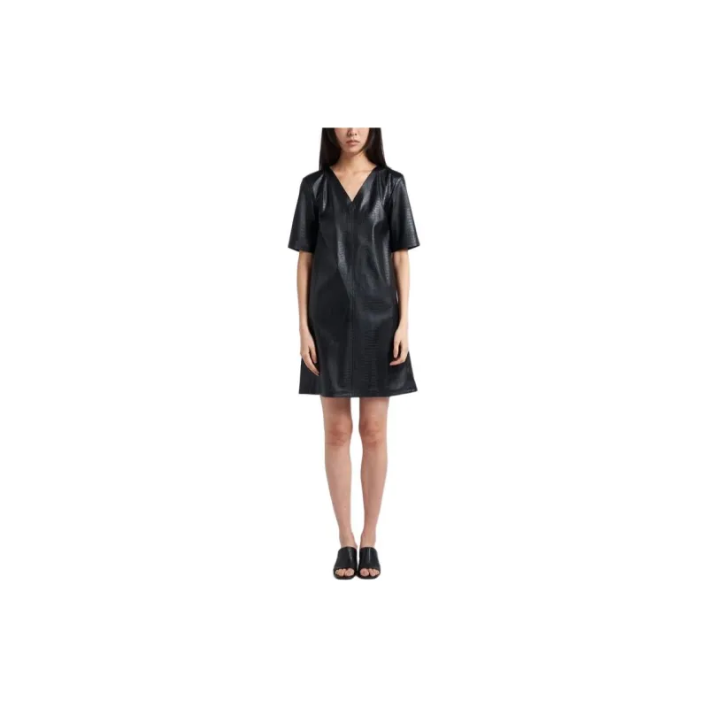 MaxMara Eliot Collection Crocodile-Print Dress Short-Sleeved Dresses Women's Black-1