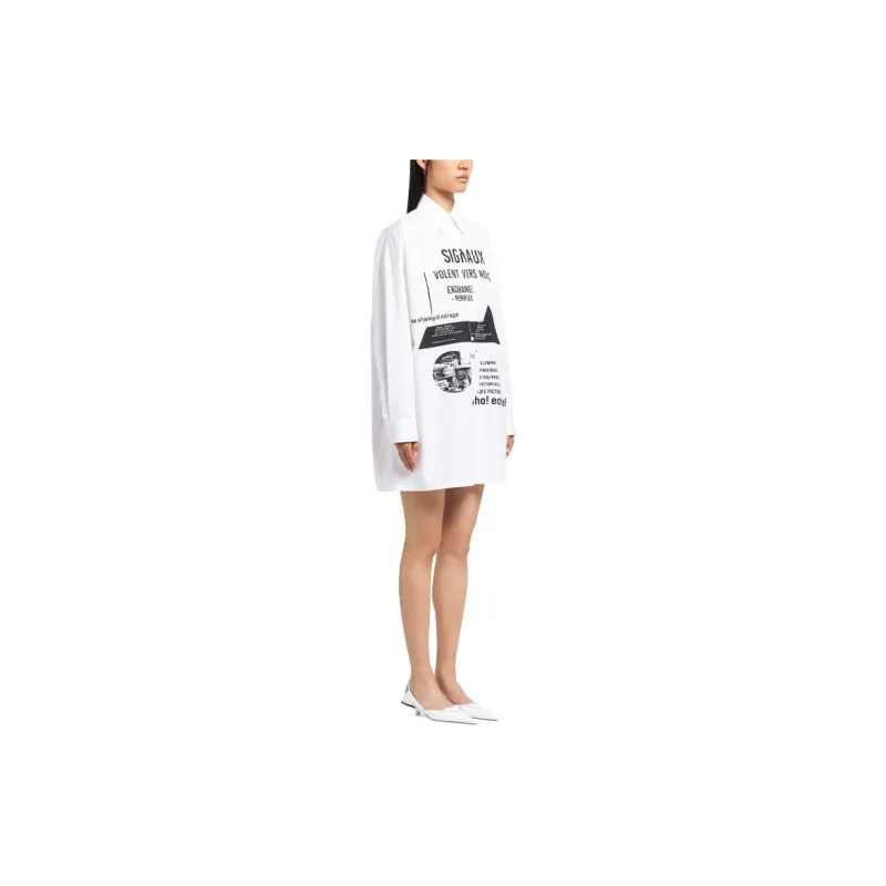 PRADA Long-Sleeved Dresses Women's White-3