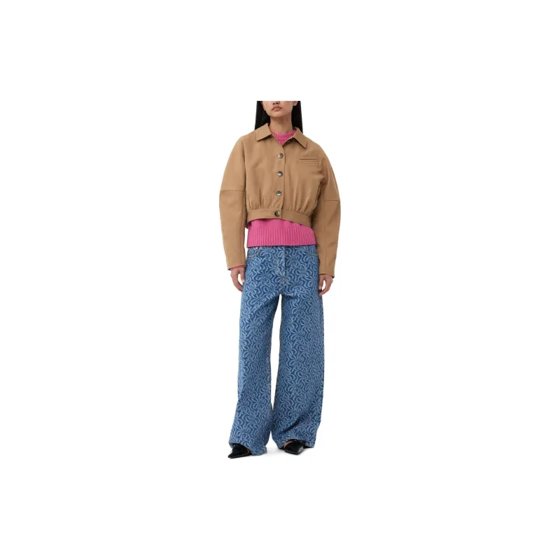 GANNI Twill Cropped Jacket-2