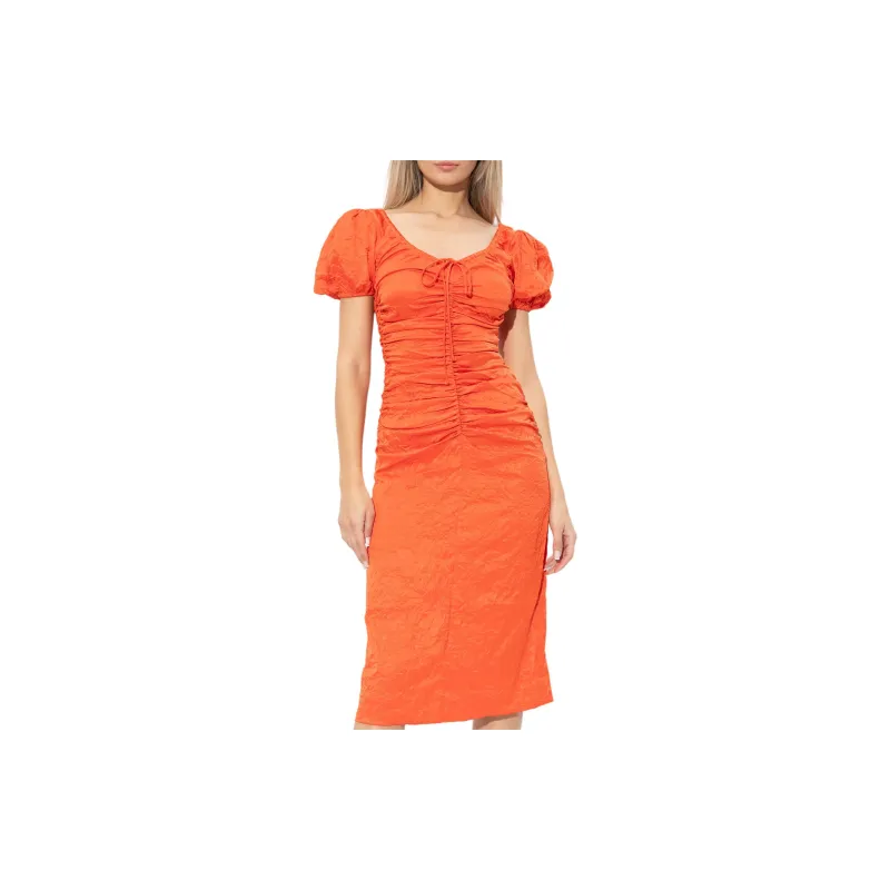 GANNI Ruched Midi Dress-2