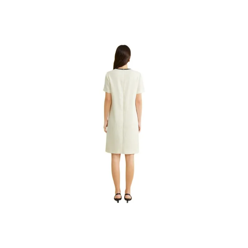 Yiner Short Sleeved Dresses Women's Cream White-1