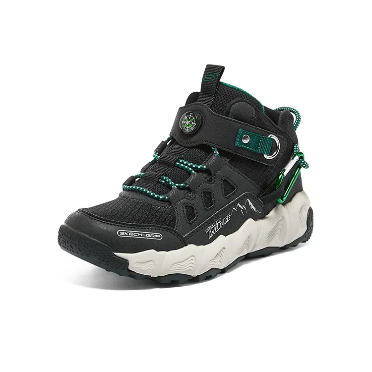 Skechers Shock Absorbers Mid Top Kids Lifestyle Shoes Black Green Teenagers-2