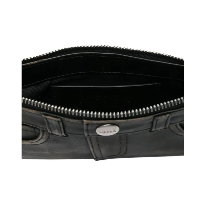 MEDEA Calfskin Handbag Shoulder Bag Women's Dark Brown-3