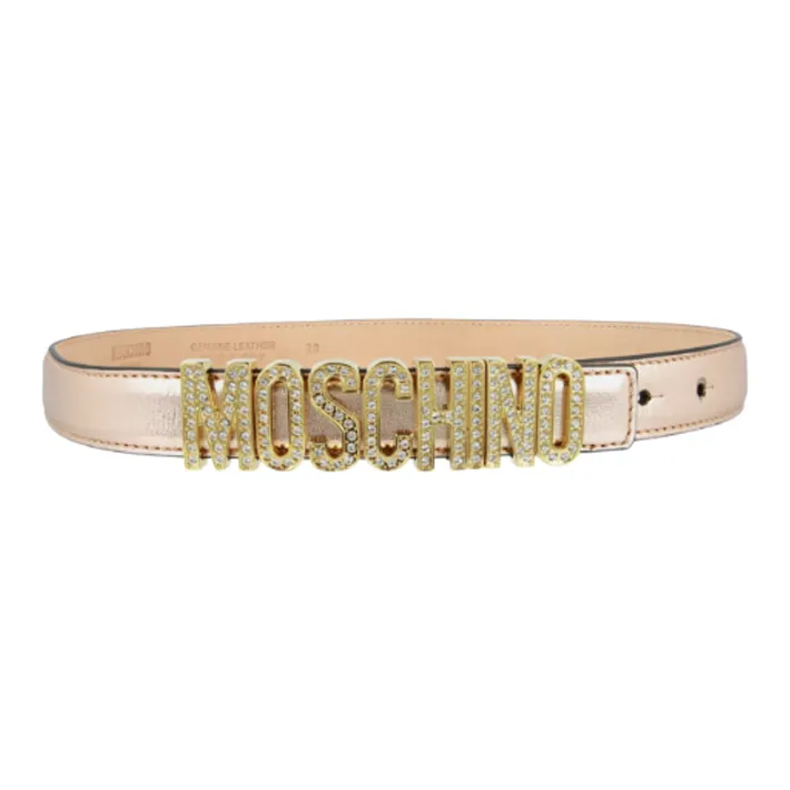 MOSCHINO Crystal Embellished Logo Lettering Belt-1