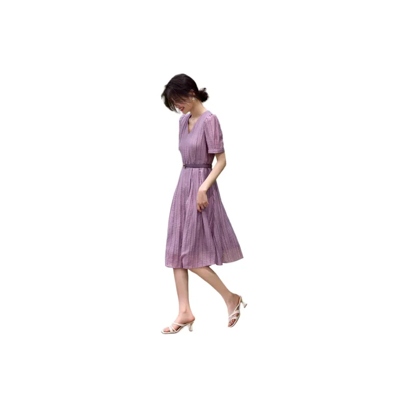 XWI Short Sleeved Dress Women's Dark Purple-3