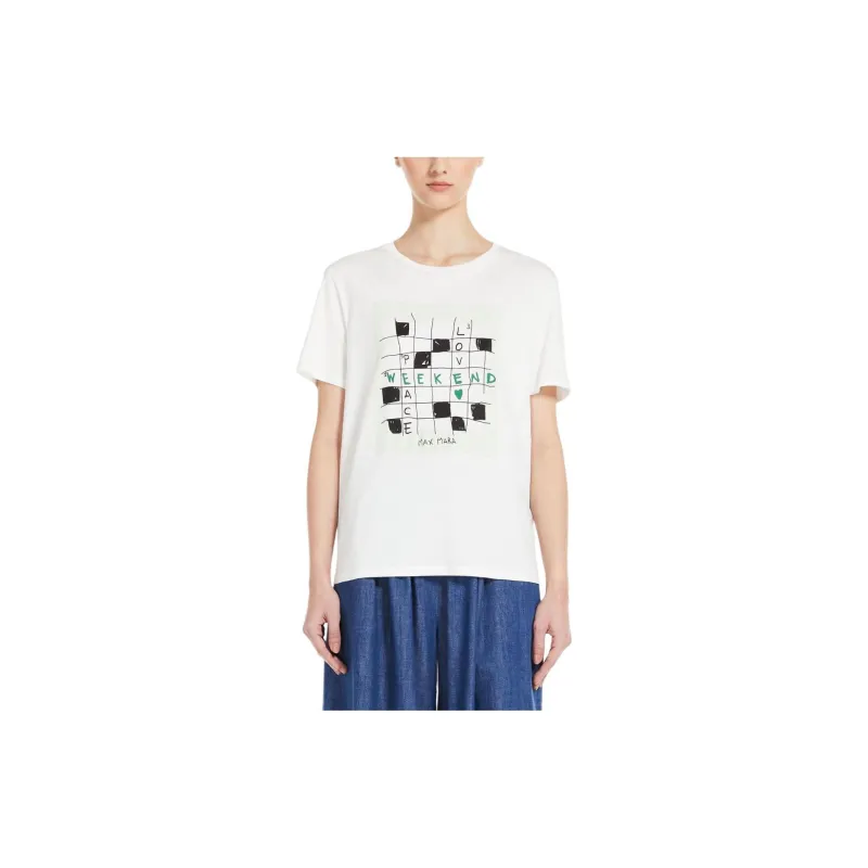 MaxMara Sante Collection Printed Jersey T-Shirt T-Shirt Women's White-1