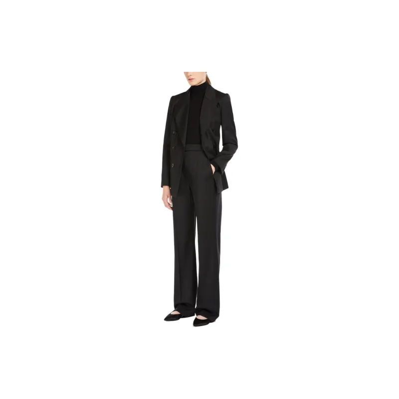 MaxMara Nelson Collection Trousers In Wool Twill Casual Pants Women's Black-1