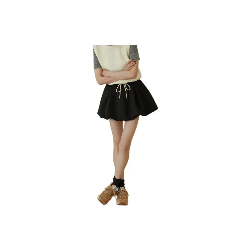 Hacikis Casual Short Skirts Women's Tail Black-1