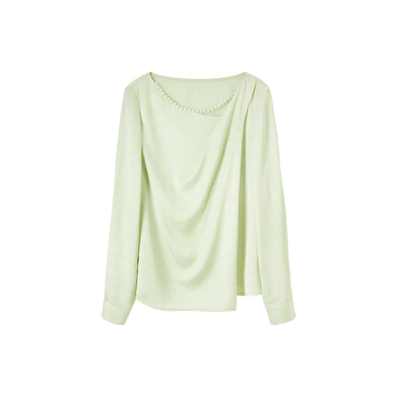 SENTUBILA Chiffon Shirts Women's Green-7