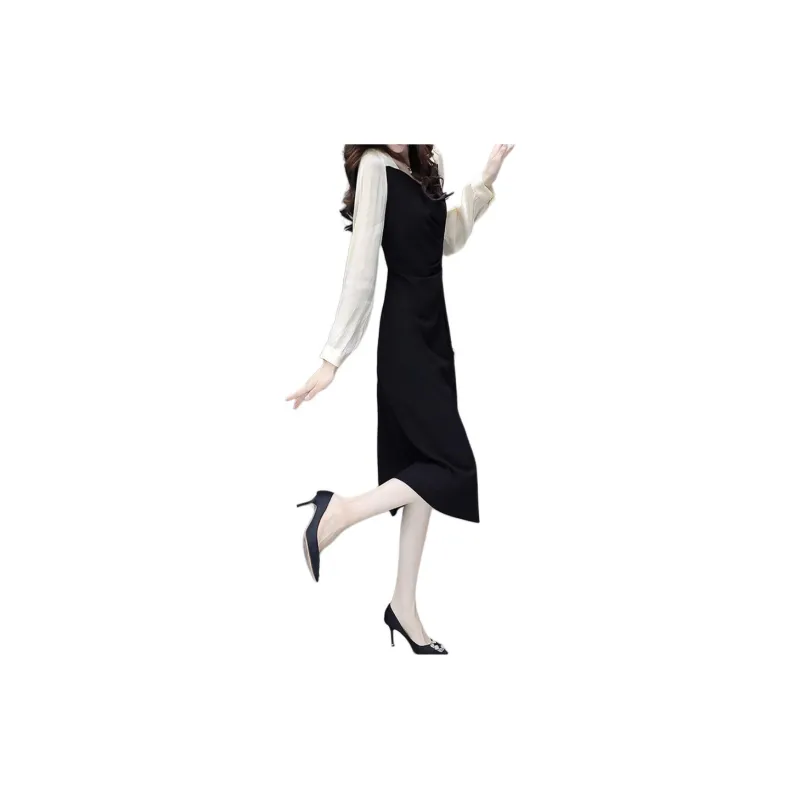 Mapping Long Sleeved Dresses Women's Black-3