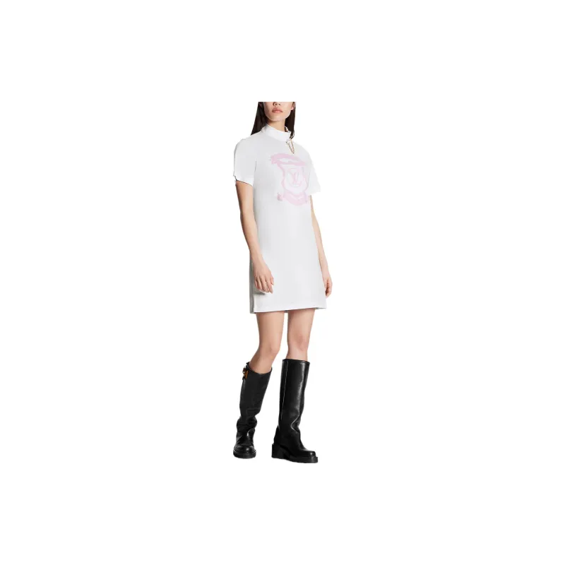 LOUIS VUITTON SS22 Short Sleeved Dress Women's White-1