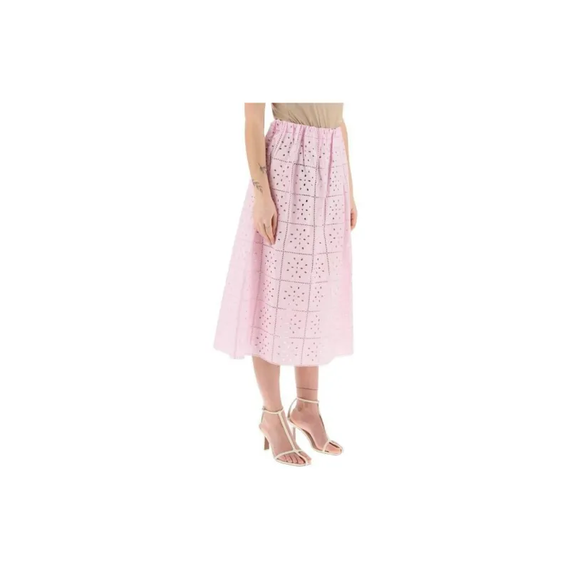 GANNI Broderie-anglaise Straight Skirt-2