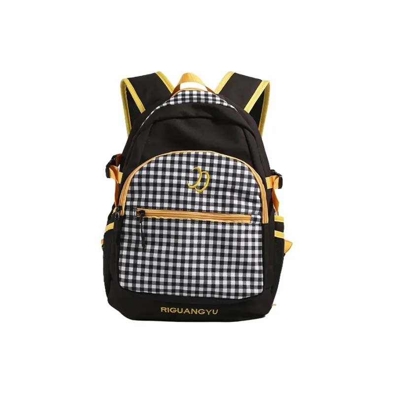 OURFUN Nylon Backpack Regular Women's Black/Yellow-4