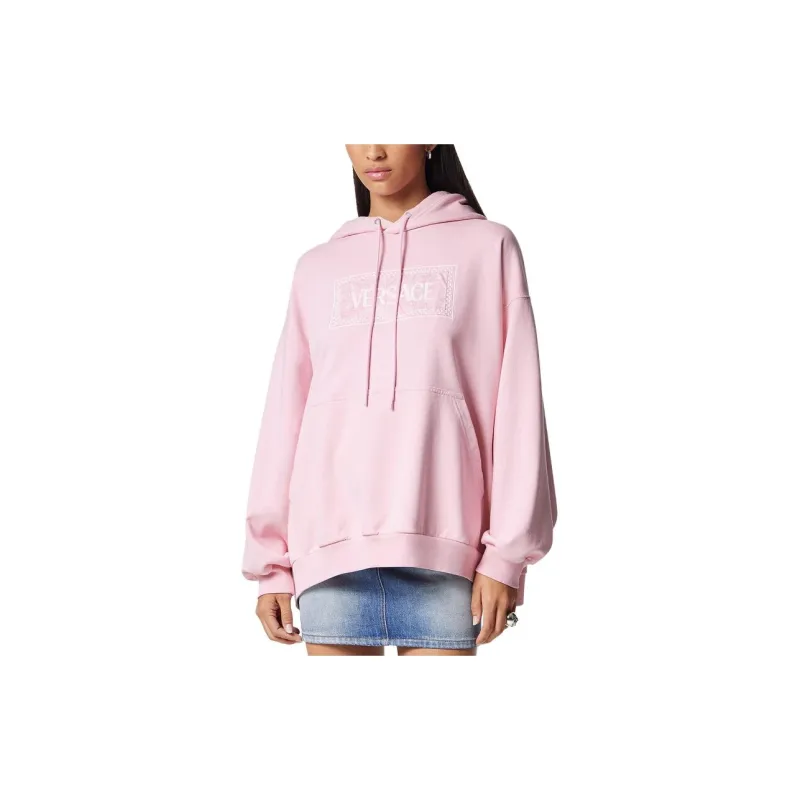 VERSACE Logo embroidered Cotton Hoodie-4