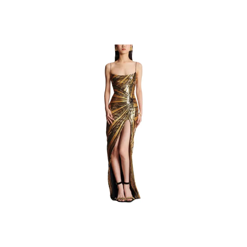 BALMAIN Slip Dresses Women's Gold-1