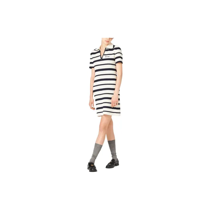 MIU MIU Stripe pattern Crochet Minidress-1