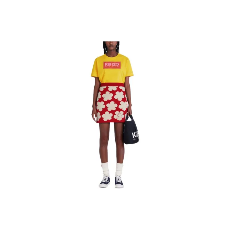 KENZO Letter Logo T Shirts Women's Yellow-3