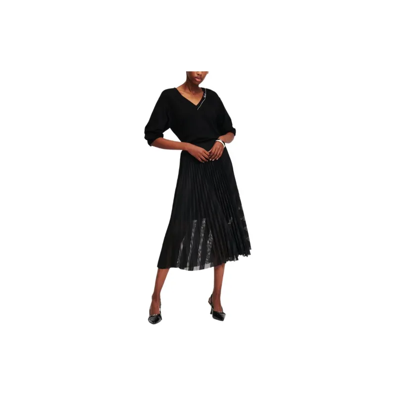 KARL LAGERFELD / Karl Lagerfeld Jeans Pleated Mesh Midi Skirt-3
