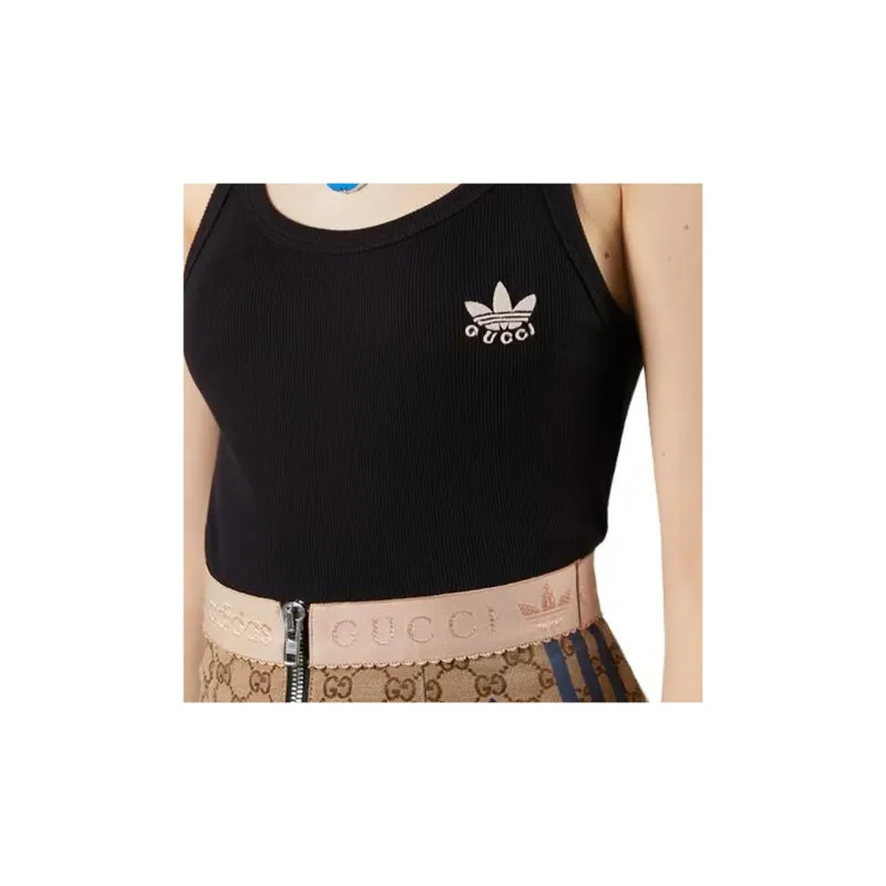 GUCCI X Adidas Cotton Tank Top Black-5