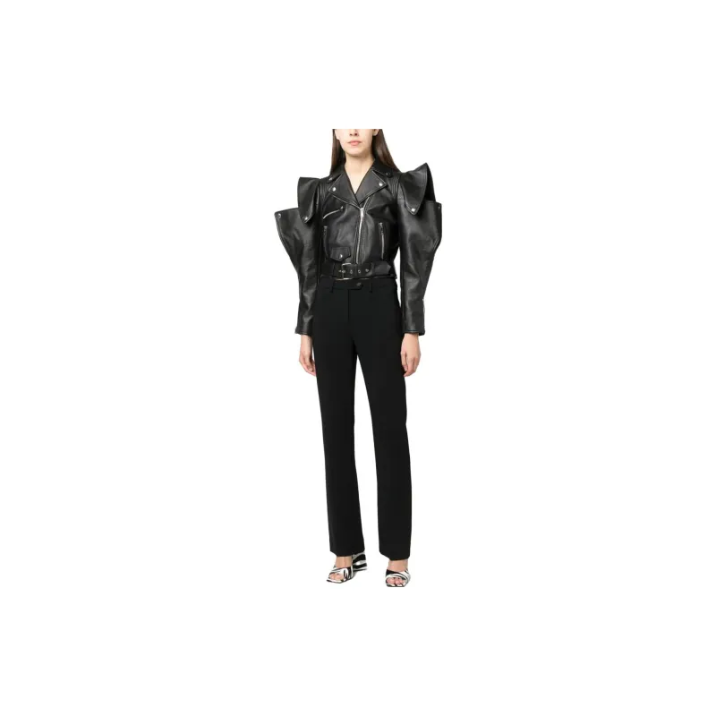 MOSCHINO Leather Jackets Women's Black-1