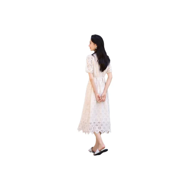 Mo Han Yi Mei Short Sleeved Dress Women's Raw White-3