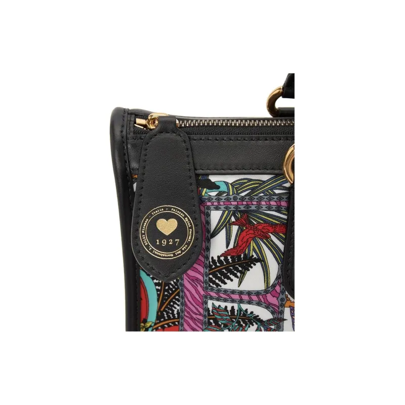 FERRAGAMO Nylon Shoulder Bag Crossbody Bag Handbag Medium Size Women's Black & Multicolor-8