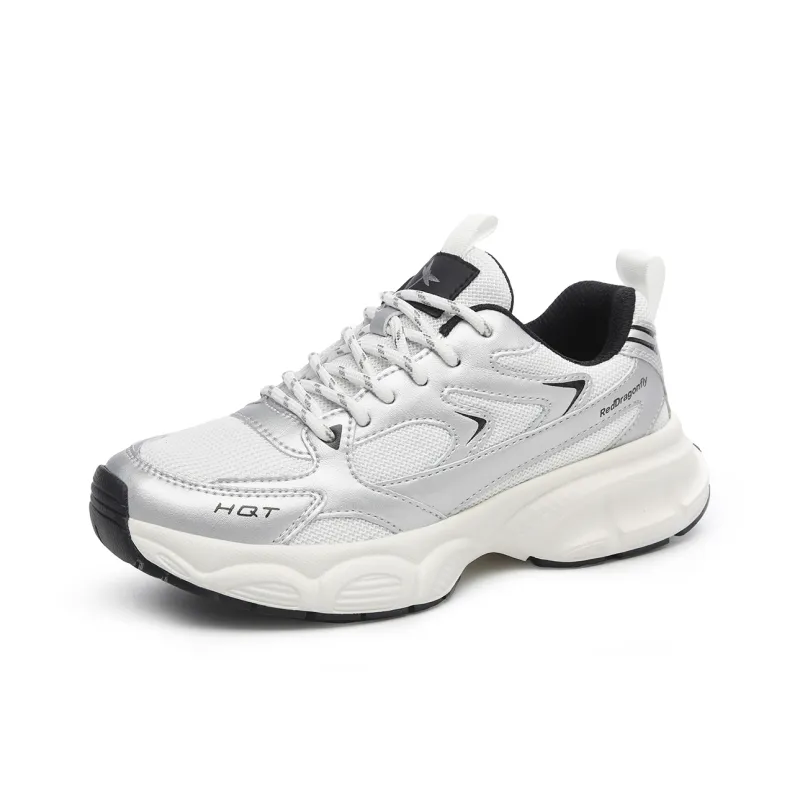 RED DRAGONFLY Chunky Sneakers Women's Low Top Black/White/Silver-7