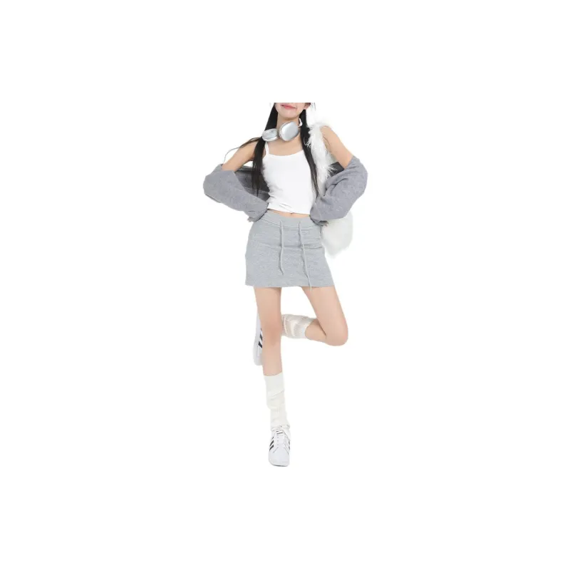 ZNZX Casual Short Skirts Women's Gray-4