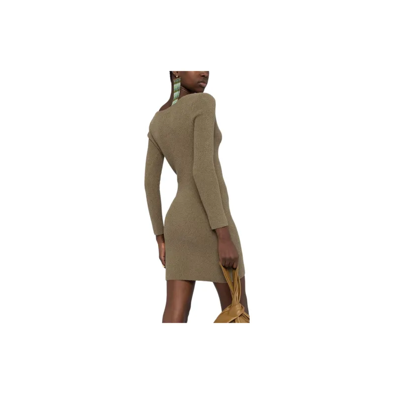 NANUSHKA Leah Square-Neck Slim-Cut Knitted Dress-2