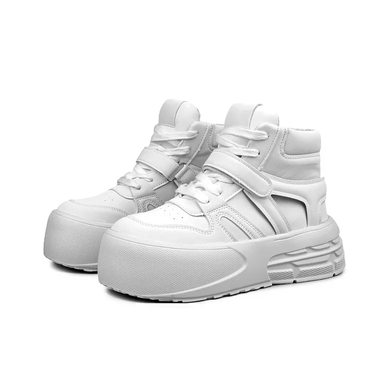 N6N8 Wear Resistant Lightweight Height Increasing High Top Casual Shoes Women's White-1