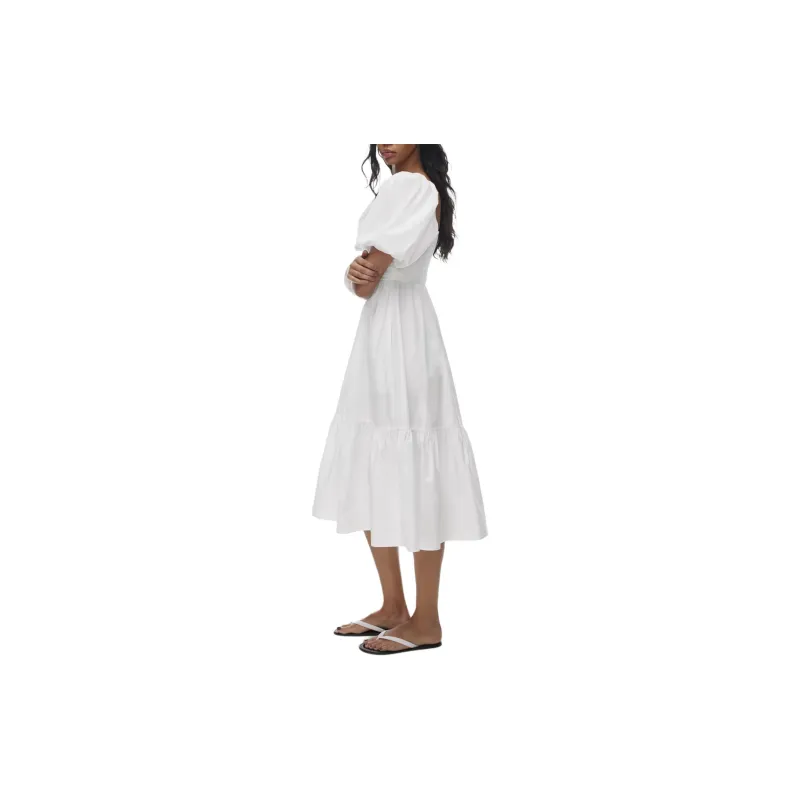 ARITZIA Wilfred Amuse Poplin Midi Dress Short-Sleeved Dresses Women's White/White-4