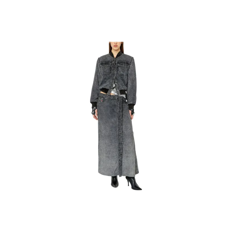 DIESEL Denim Long Skirts Women's Gray-1