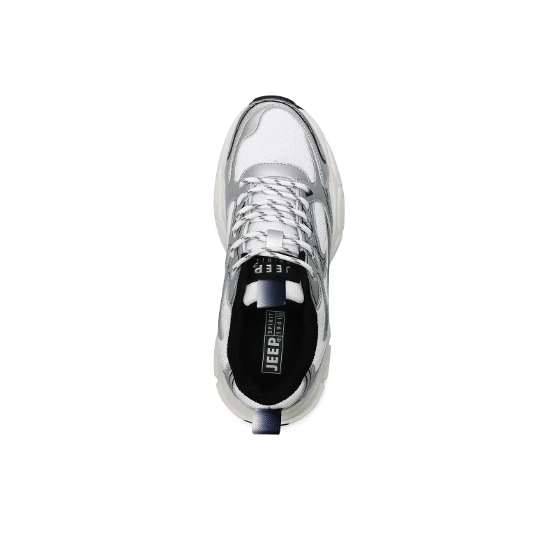 JEEP SPIRIT Anti-Slip And Wear-Resistant Lightweight Low-Top Chunky Sneakers Men's Silver-5