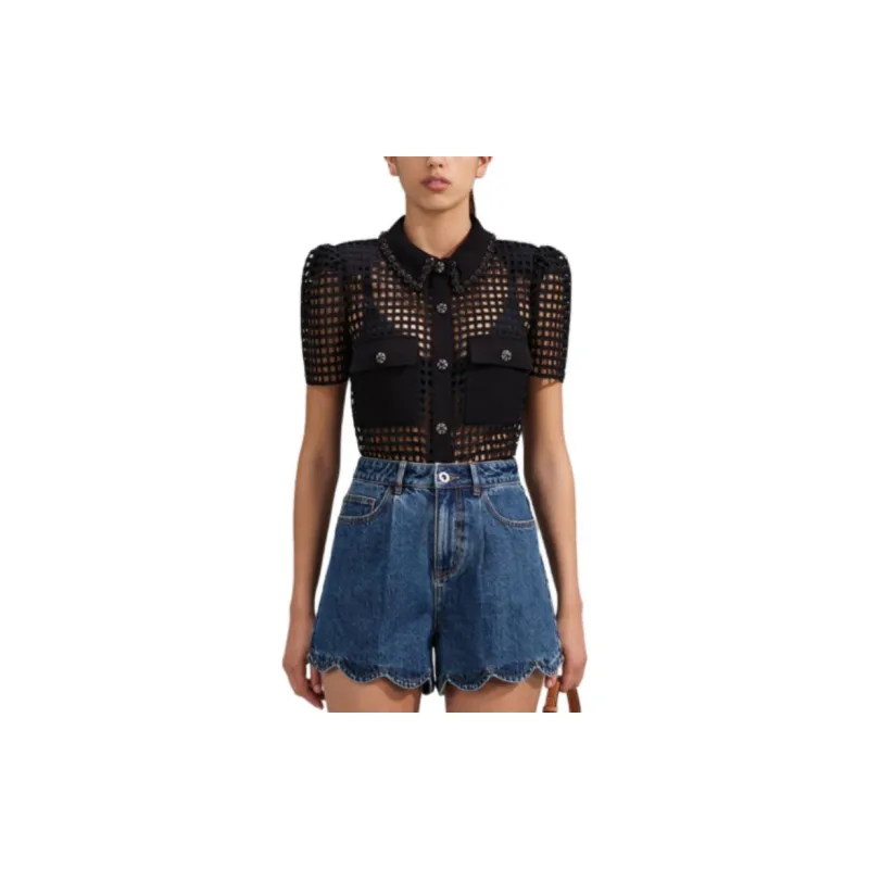 Self portrait Shirts Women's Classic Black-3
