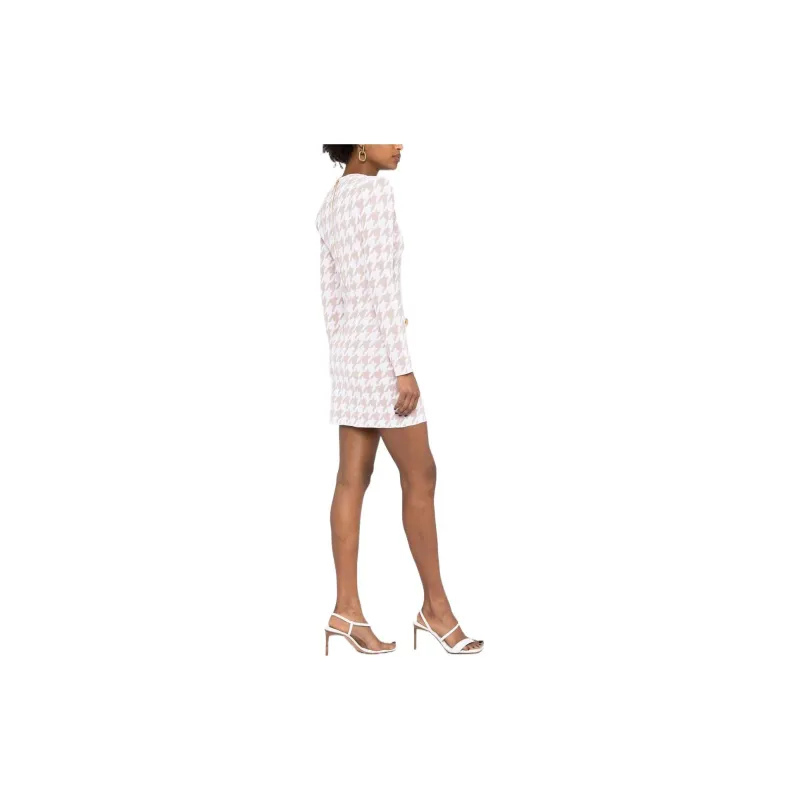 BALMAIN SS22 Long Sleeved Dress Women's Pink-3