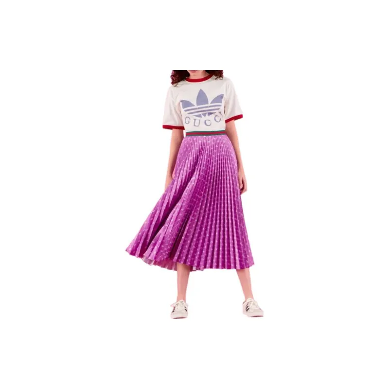 GUCCI X Adidas Satin Pleated Skirt Purple-2