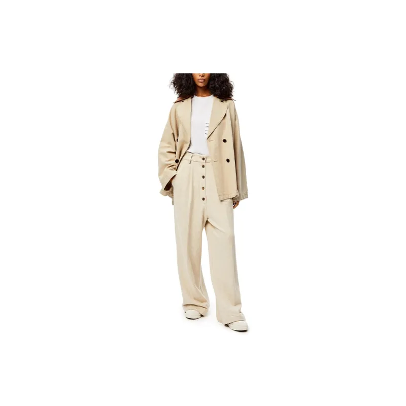 LOEWE Trapeze Peacoat Leather Collar 'Desert'-4