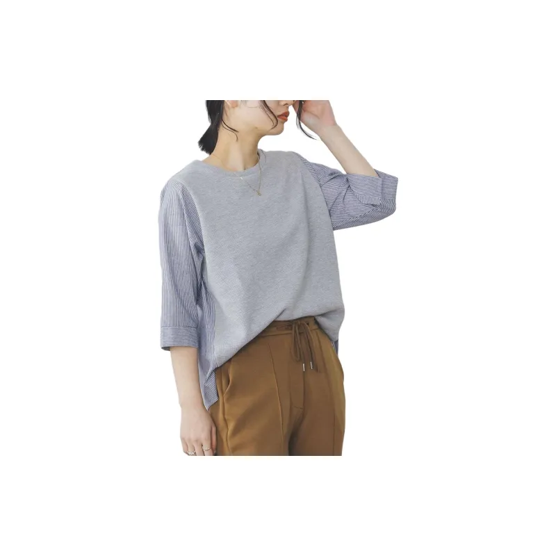 Beams T Shirts Women's Light Gray-3