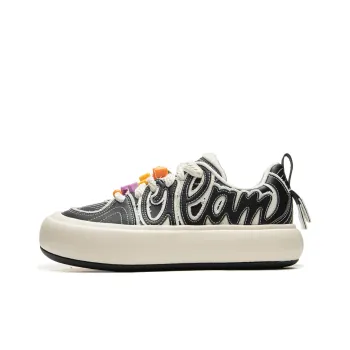 LiNing Puff Platform Wear Resistant Slip Resistant Cushioning Low Top Skateboard Shoes Women's Black Beige