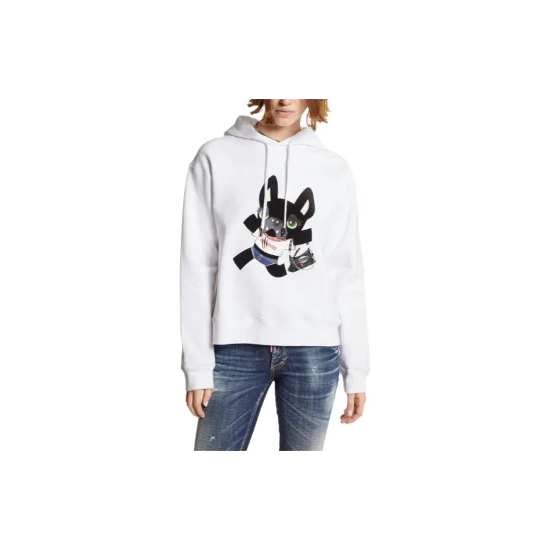 DSQUARED 2 Drawstring Graphic Printed Hoodie-3