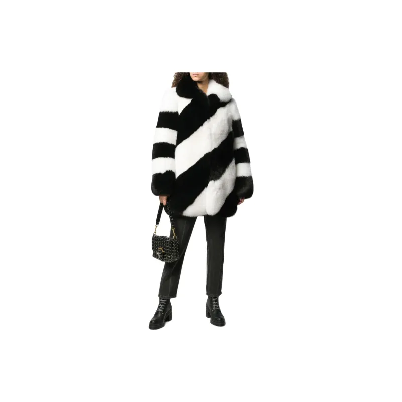 SAINT LAURENT Coats Women's Black White-1
