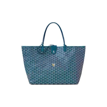 GOYARD Saint Louis Canvas With Leather Tote Bag Shopping Bag Handbag Large Size Unisex Pearl Blue