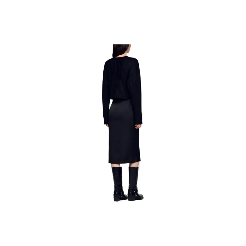 Sandro Cable-knit Cropped Cotton-wool Jumper-3