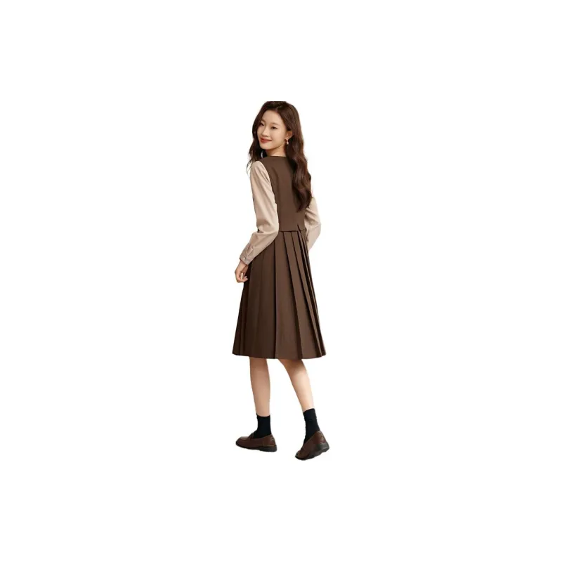 Mo Han Yi Mei Long Sleeved Dresses Women's Coffee-2