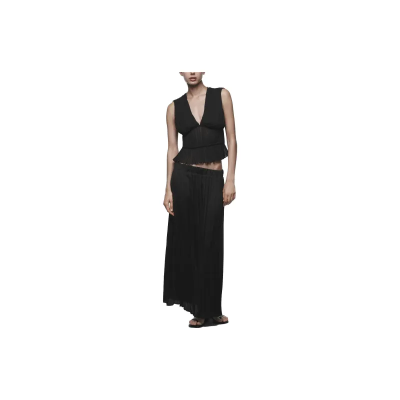 ZARA Casual Long Skirts Women's Black-1