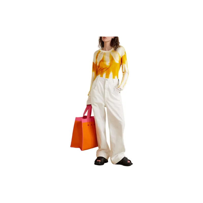 MARNI Drop Shoulder Sleeve T Shirt Women's Gold-2