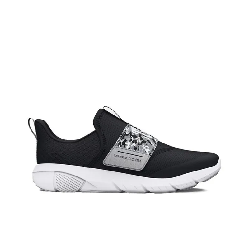 Under Armour Flash Printed GS Shock Absorbers Low Top Running Shoes Black White Teenagers-1