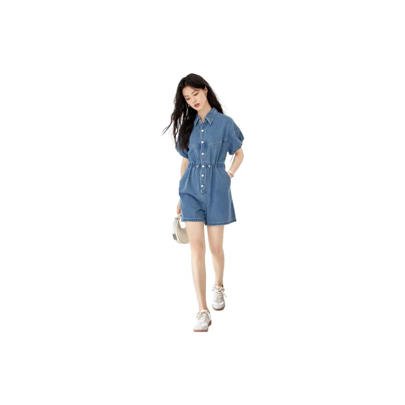 Mo Han Yi Mei Jumpsuit Women's Denim Blue-1